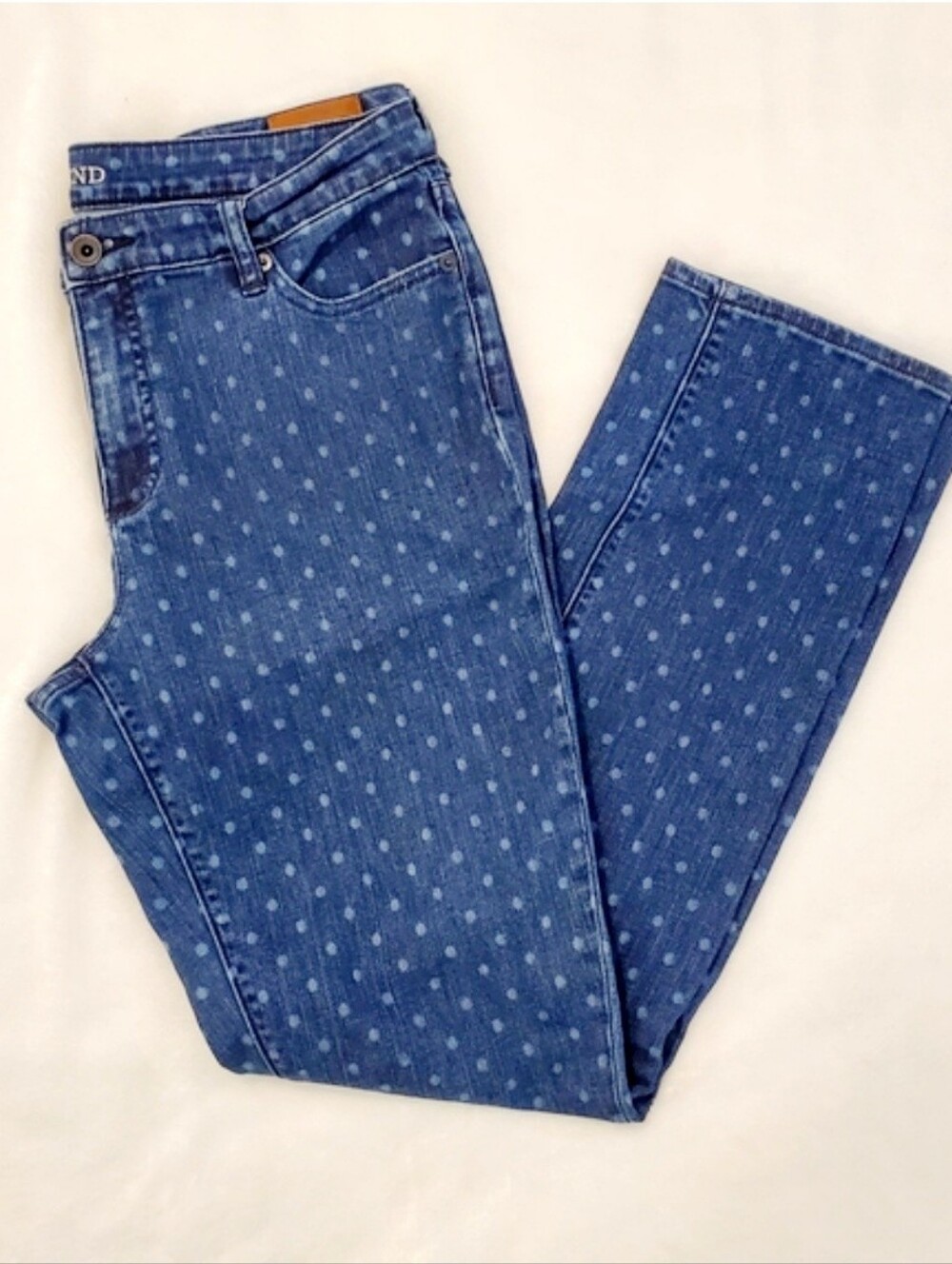 Lands' End Blue Patterned Women's Straight Leg Jeans